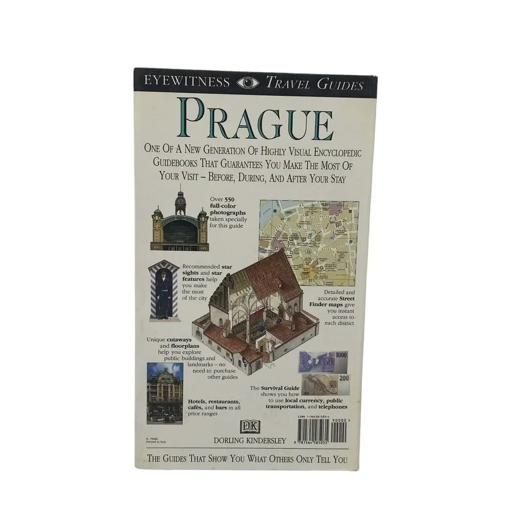 Prague: DK Eyewitness Travel Guides 1st American Ed. 1994 Maps Photos 264 Pages